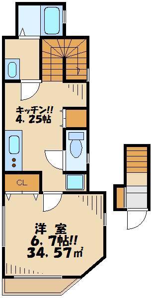 ヴィブレ武蔵小山(1K/2階)の間取り写真