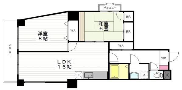 コンフォート宮城野(2LDK/2階)の間取り写真