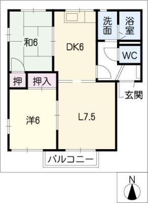 カーム三好ケ丘 A(2LDK/1階)の間取り写真