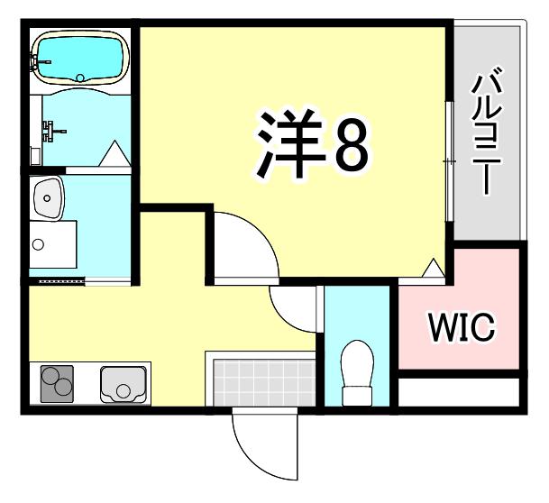 フジパレス西宮段上町(1K/1階)の間取り写真