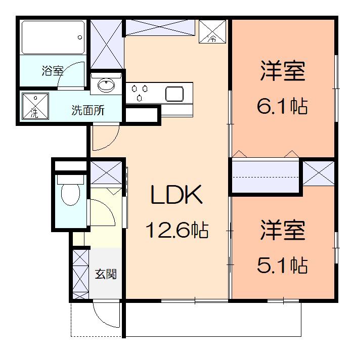 ルシアル湘南(2LDK/1階)の間取り写真