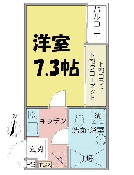 ANDY茶屋ヶ坂(1K/3階)の間取り写真