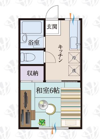 BCASA群馬太田RE-BORN(1K/2階)の間取り写真