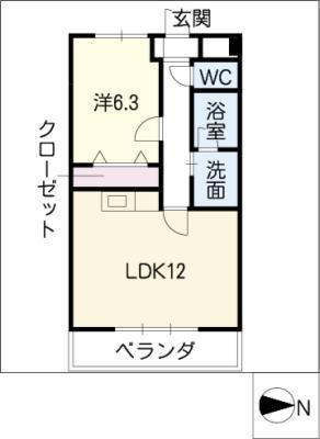プランドール(1LDK/3階)の間取り写真