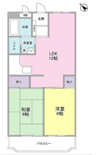 グリーンリーブス大倉山(2LDK/5階)の間取り写真