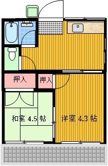 コーポ高崎(2K/2階)の間取り写真
