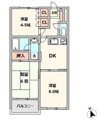 ベルメゾン(3DK/1階)の間取り写真