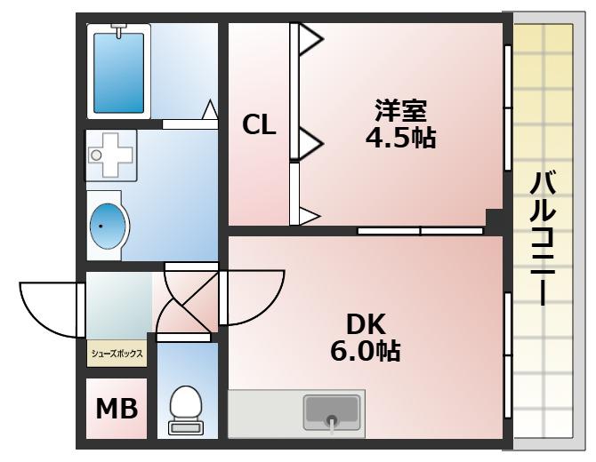 エクセルビュー(1DK/2階)の間取り写真
