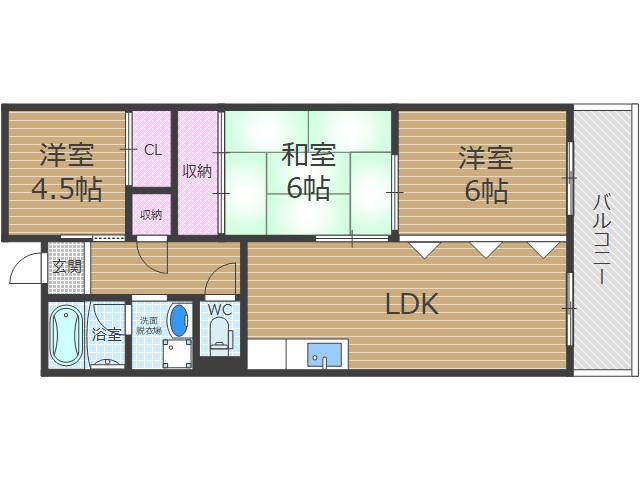 エステート三島(3LDK/1階)の間取り写真