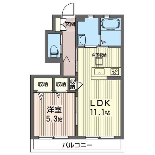 ラ・ヴィータローザA(1LDK/1階)の間取り写真