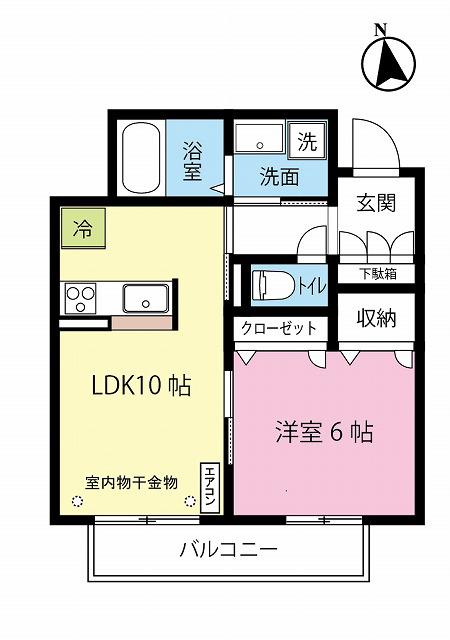CENTER ウエスト/センターウエスト(1LDK/2階)の間取り写真