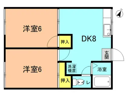 ベルゾーネ今井(2DK/1階)の間取り写真