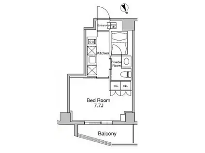 プラウドフラット南青山(1K/4階)の間取り写真
