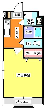 モナヴェール(1K/1階)の間取り写真