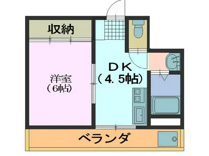 コーポ東(1DK/4階)の間取り写真