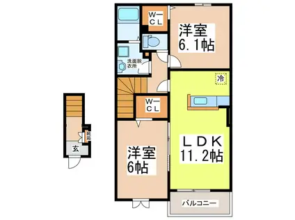 AVENIR I(2LDK/2階)の間取り写真