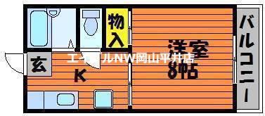 ハウスM(1K/1階)の間取り写真