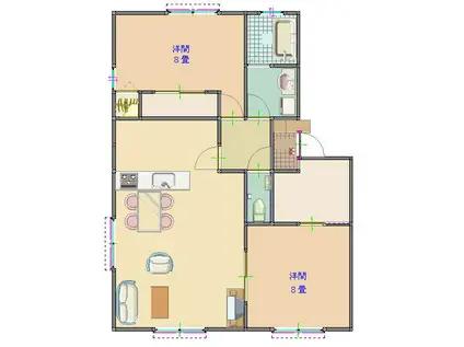 プレステージSANWA(2LDK/2階)の間取り写真