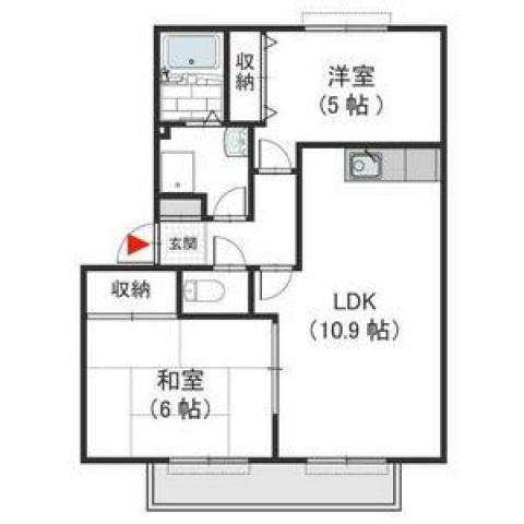 ココ・ソレジオB棟(2LDK/2階)の間取り写真