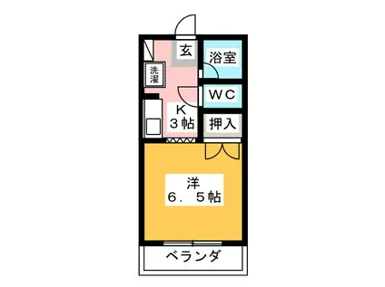 ピアフルールII(1K/1階)の間取り写真