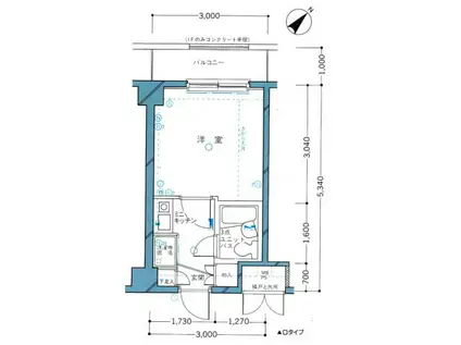 クリオたまプラーザ壱番館(ワンルーム/3階)の間取り写真