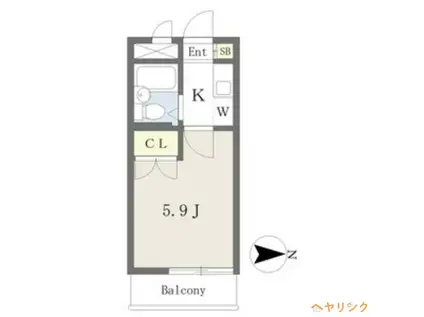 E-STORY黒川(1K/3階)の間取り写真
