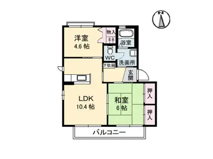 メープル高須台(2LDK/1階)の間取り写真