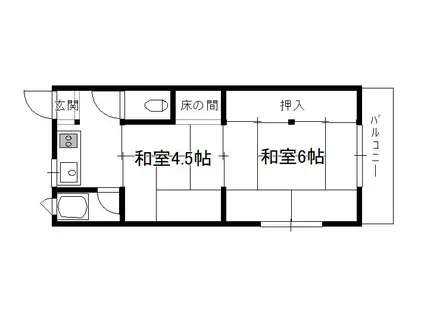 福富アパート2K(2K/2階)の間取り写真