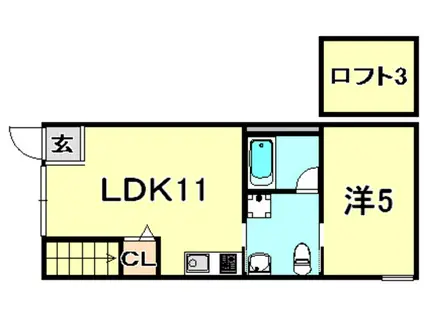 下三条町ソラノマ(1LDK/1階)の間取り写真