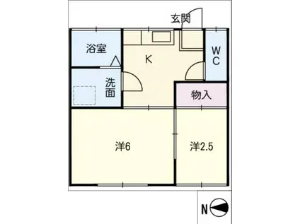 栄町アパート(2K/2階)の間取り写真