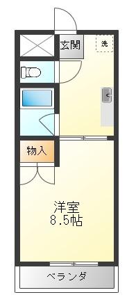 エスプール阪野(1K/3階)の間取り写真