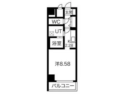 あさひグランレジデンシア高崎 II(1K/7階)の間取り写真