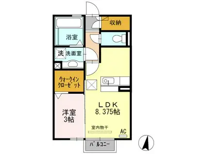 シェノアII(1LDK/2階)の間取り写真