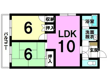 大東マンション(2LDK/2階)の間取り写真