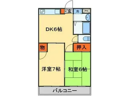 エステートピア三咲(2DK/2階)の間取り写真
