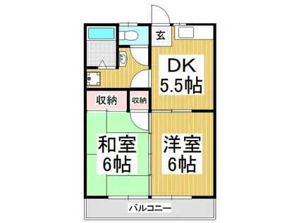 マンション原(2DK/1階)の間取り写真