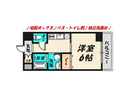 ノエル野江(1K/6階)の間取り写真