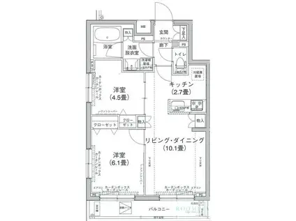 アイル新宿(2LDK/4階)の間取り写真