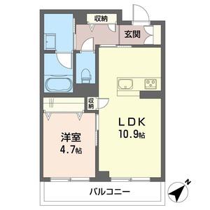フェリシード(1LDK/2階)の間取り写真