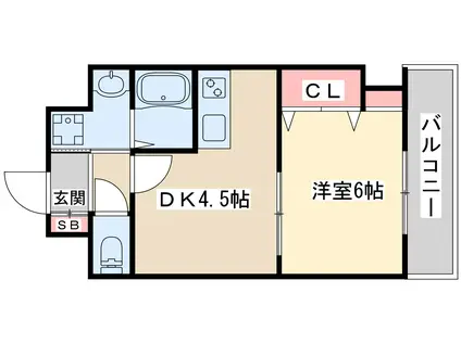 エスフォート江坂フィオーレ(1DK/2階)の間取り写真