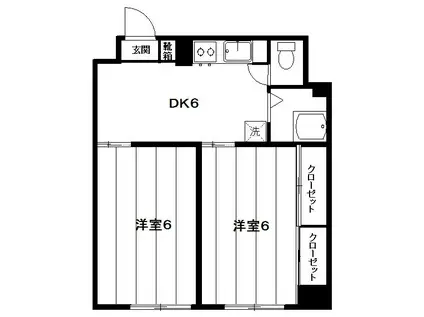 三井ビル(2DK/4階)の間取り写真