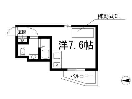 石橋つみきハウス(ワンルーム/1階)の間取り写真