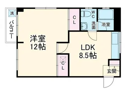 グリーンマンション(1LDK/1階)の間取り写真