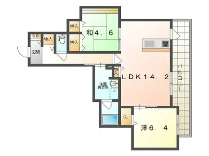 シャーメゾン花水木(2LDK/3階)の間取り写真