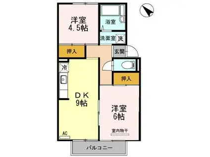 プレジール多治米(2DK/2階)の間取り写真