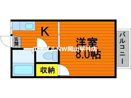 トピア国富けやき通(1K/2階)の間取り写真