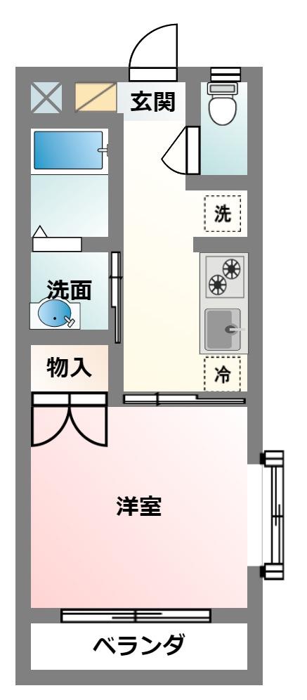 ヒルサイド安里(1K/4階)の間取り写真
