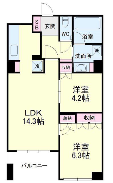 アートフォルム元城(2LDK/3階)の間取り写真
