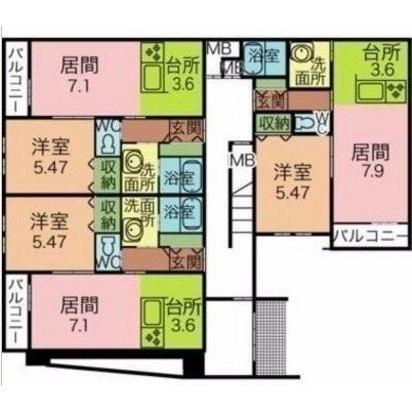 パーク五稜郭館(1LDK/1階)の間取り写真