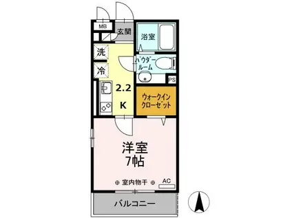 ベルソス高倉 B(1K/3階)の間取り写真